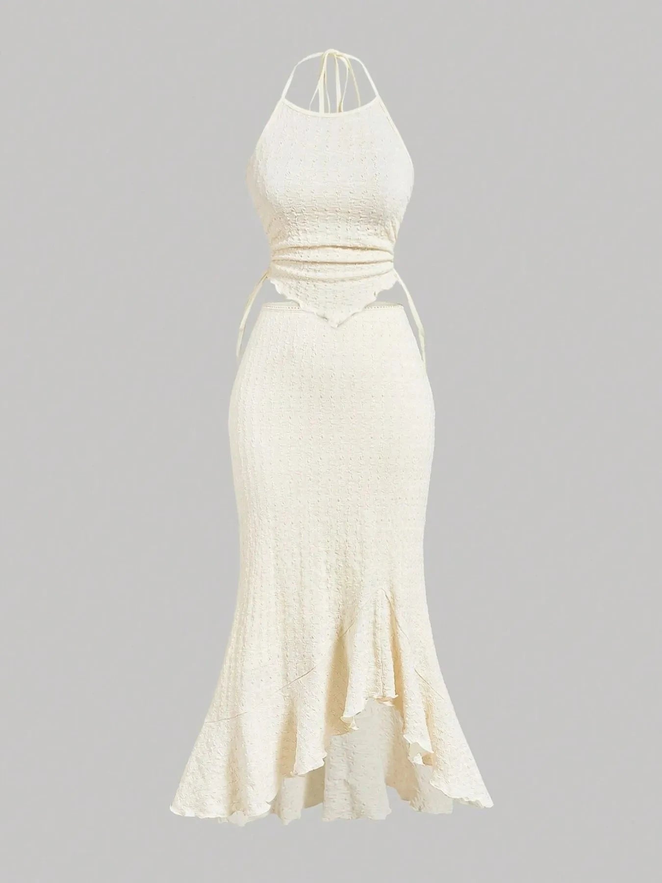 Halter Neck Cami and Skirt Set Off-white / XS