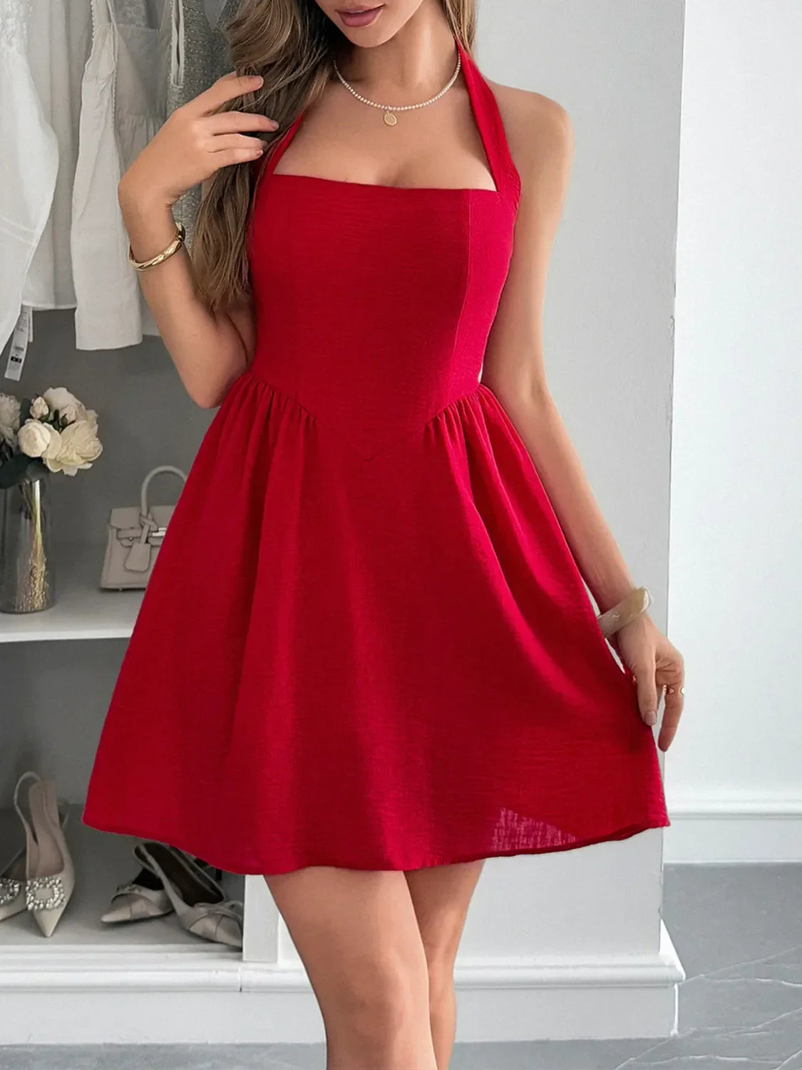 Halter Neck Summer Mini Dress