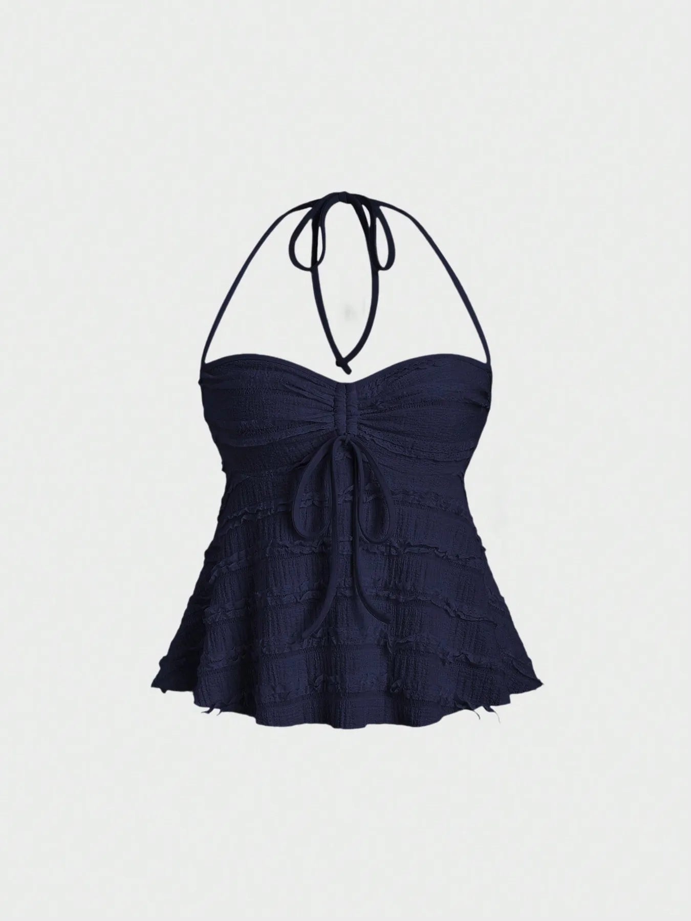 Halter Neck Sweetheart Neck Cami Navy Blue / M