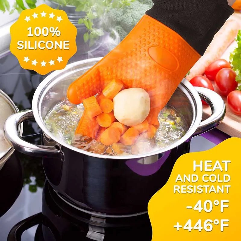 Heat-resistant, non-slip canvas oven mitts for baking and BBQ