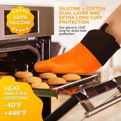 Heat-resistant, non-slip canvas oven mitts for baking and BBQ