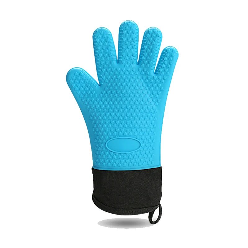 Heat-resistant, non-slip canvas oven mitts for baking and BBQ 1Pcs Blue