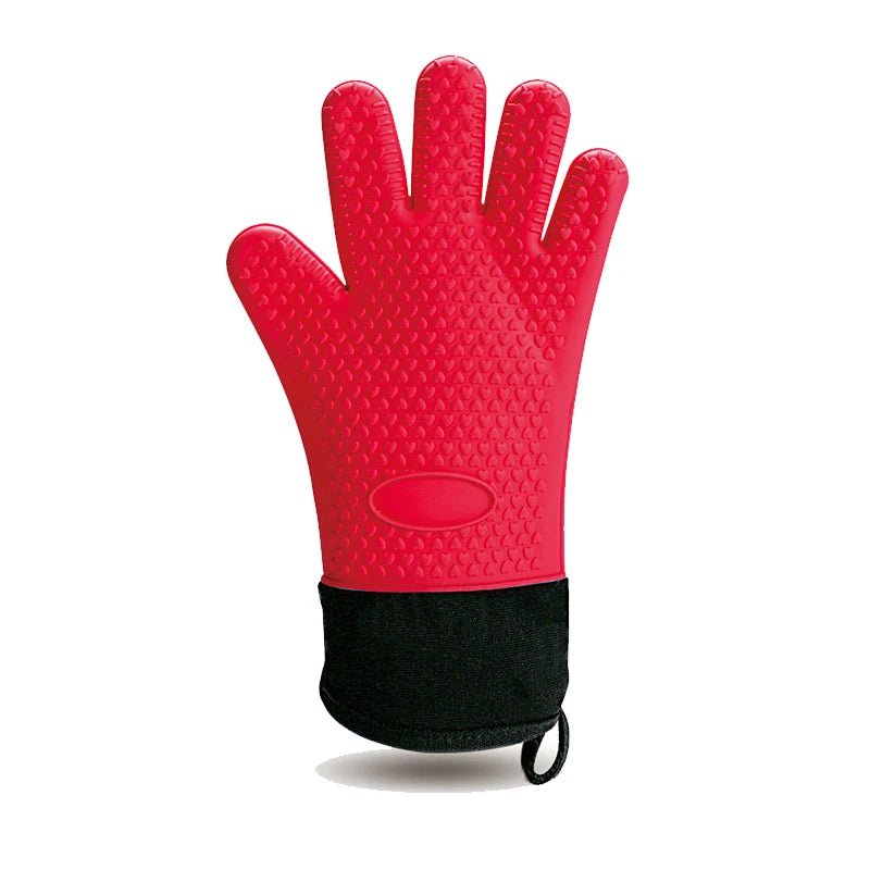 Heat-resistant, non-slip canvas oven mitts for baking and BBQ 1Pcs Red
