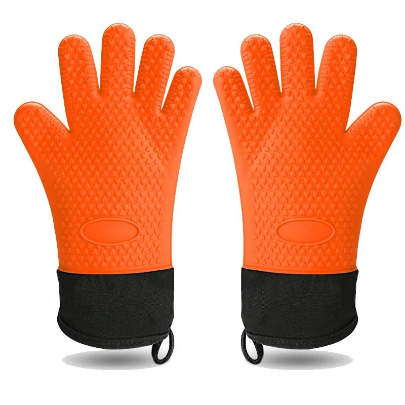 Heat-resistant, non-slip canvas oven mitts for baking and BBQ 2Pcs Orange