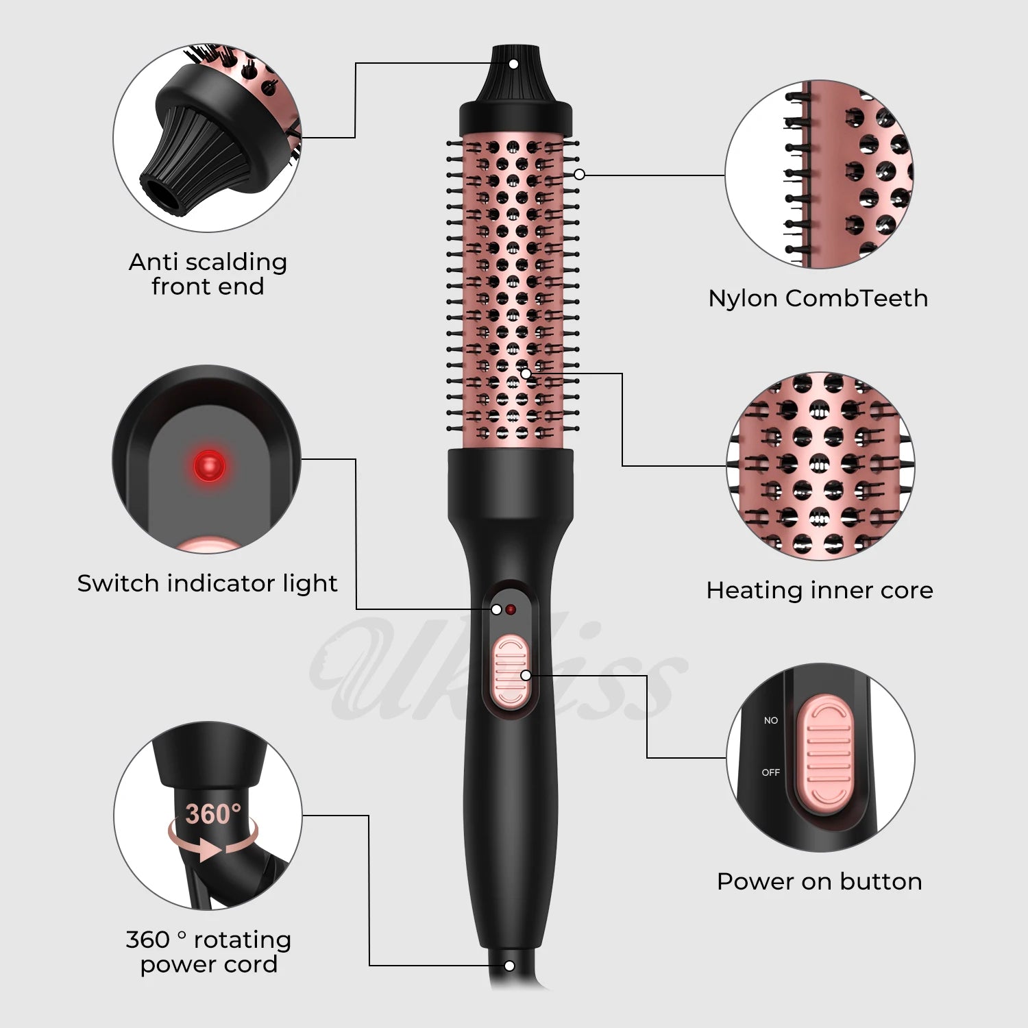 Heated Curling Iron Brush 32mm Ceramic Hair Curler