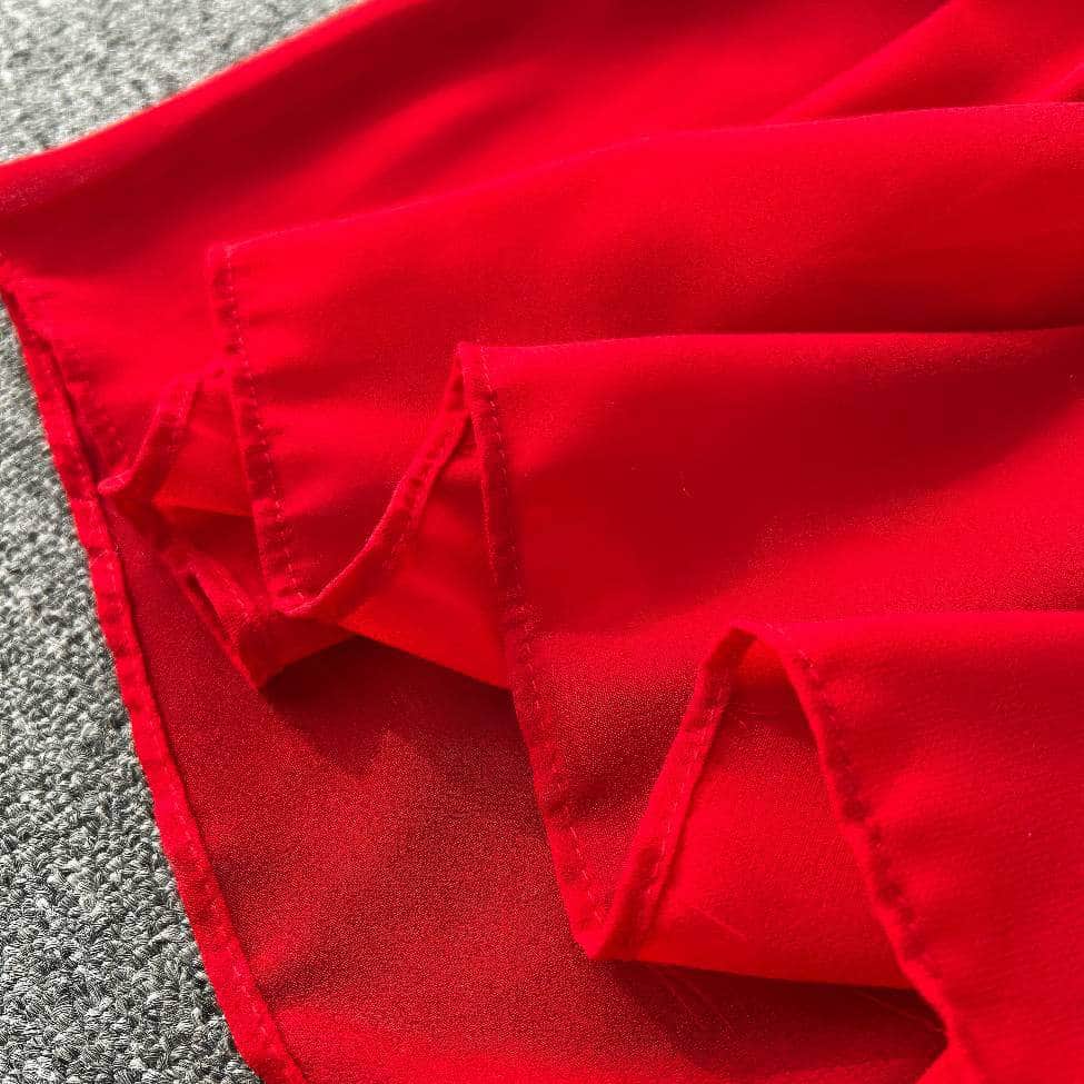 High Collared Lantern Sleeves Pleated Tiered Maxi Dress