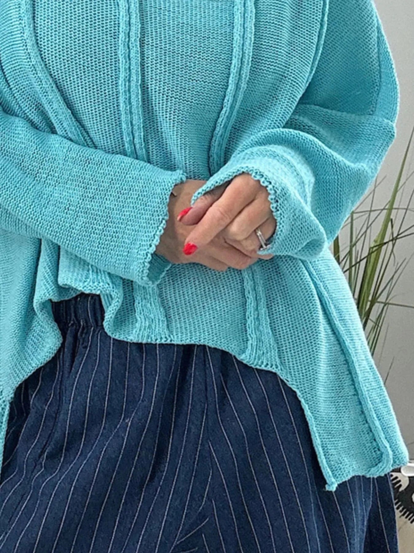 High-Low Drop Shoulder Sweater