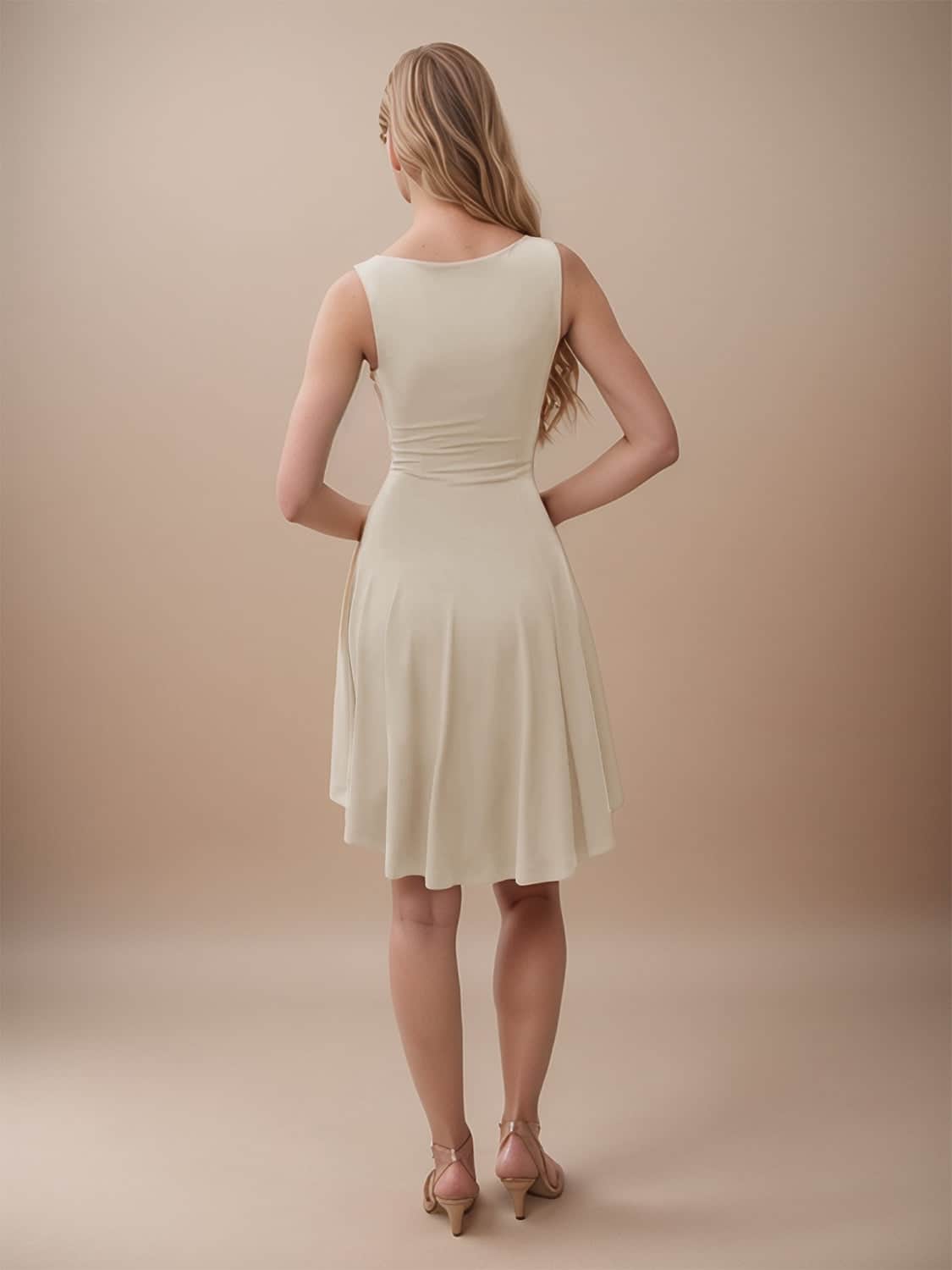 High-Low Round Neck Sleeveless Mini Dress