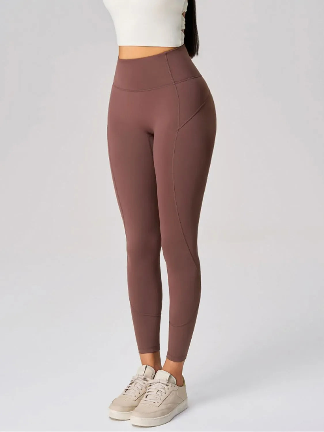 High Waist Active Leggings Dark Brown / 12