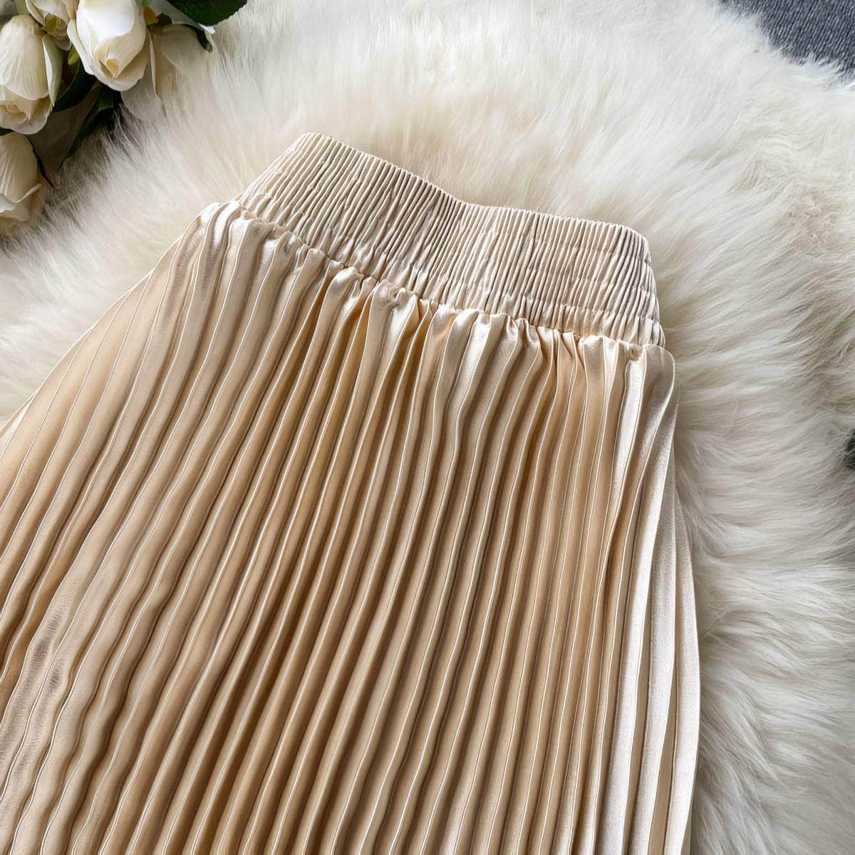 High Waist Pleated Maxi Skirt