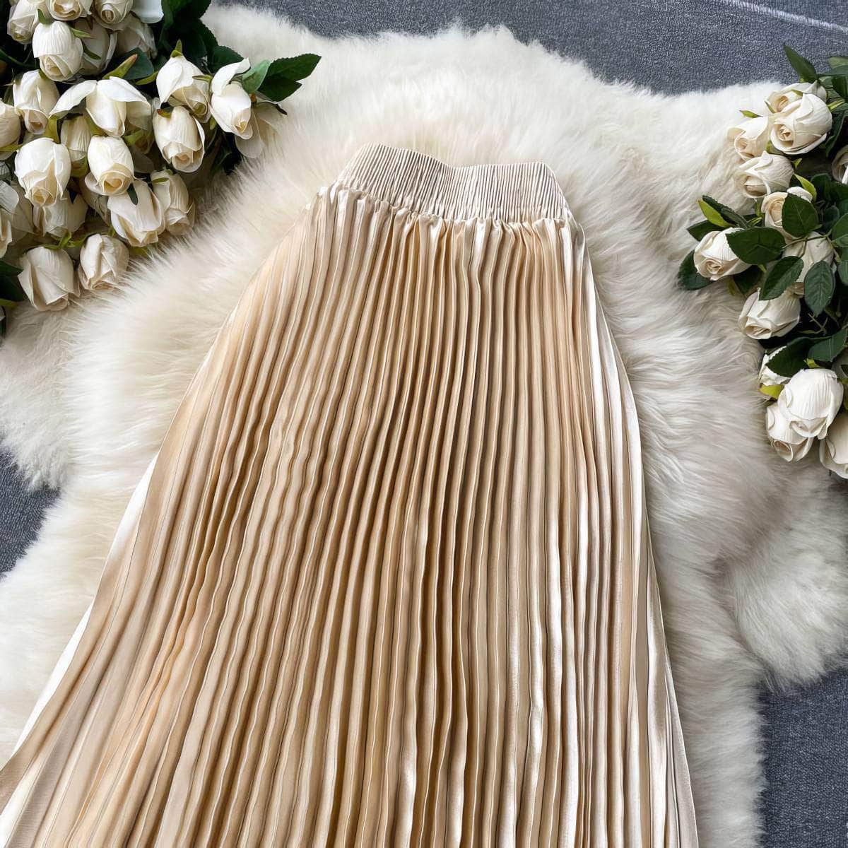 High Waist Pleated Maxi Skirt