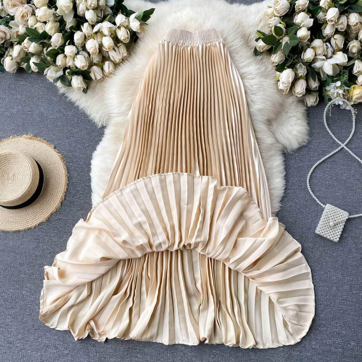 High Waist Pleated Maxi Skirt