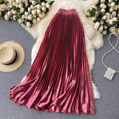High Waist Pleated Maxi Skirt