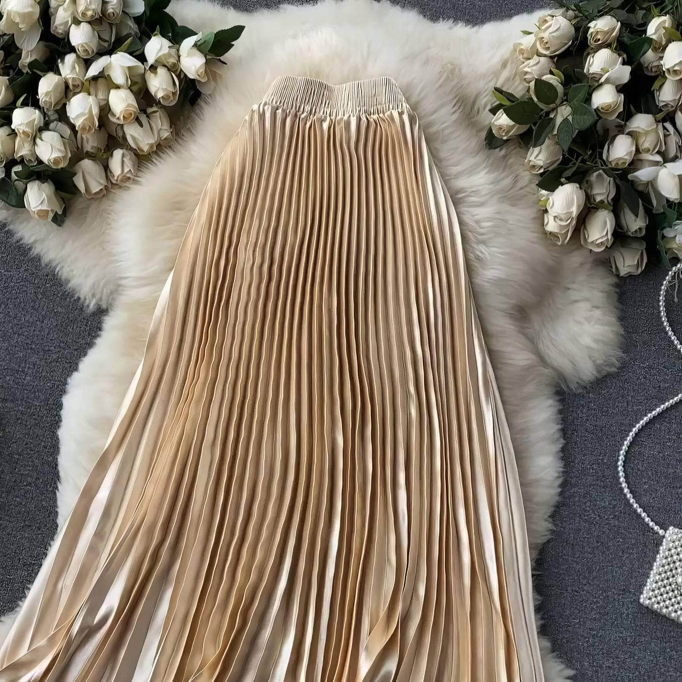 High Waist Pleated Maxi Skirt