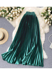 High Waist Pleated Maxi Skirt MAX SIZE / DarkGreen