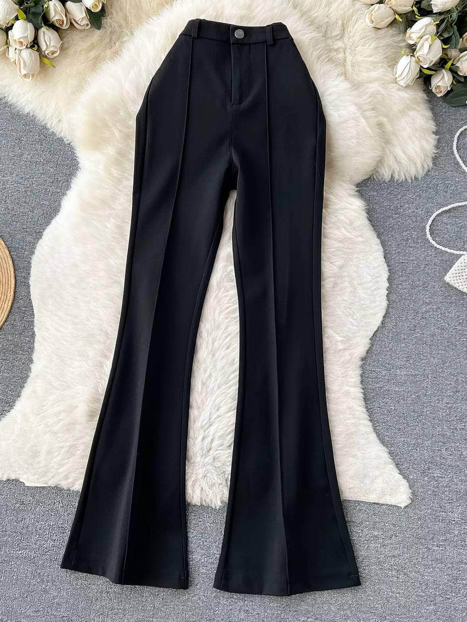 High Waist Pleated Seam Detailed Wide Leg Pants