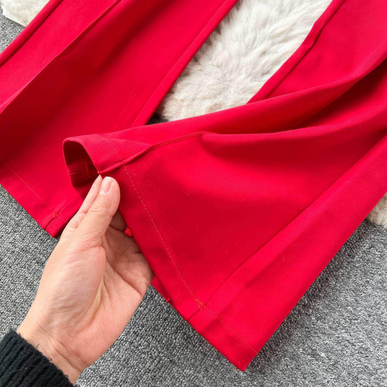 High Waist Pleated Seam Detailed Wide Leg Pants