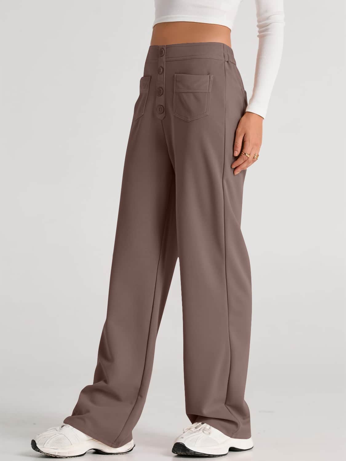High Waist Wide Leg Pants Mocha / S