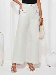 High Waist Wide Leg Pants White / S