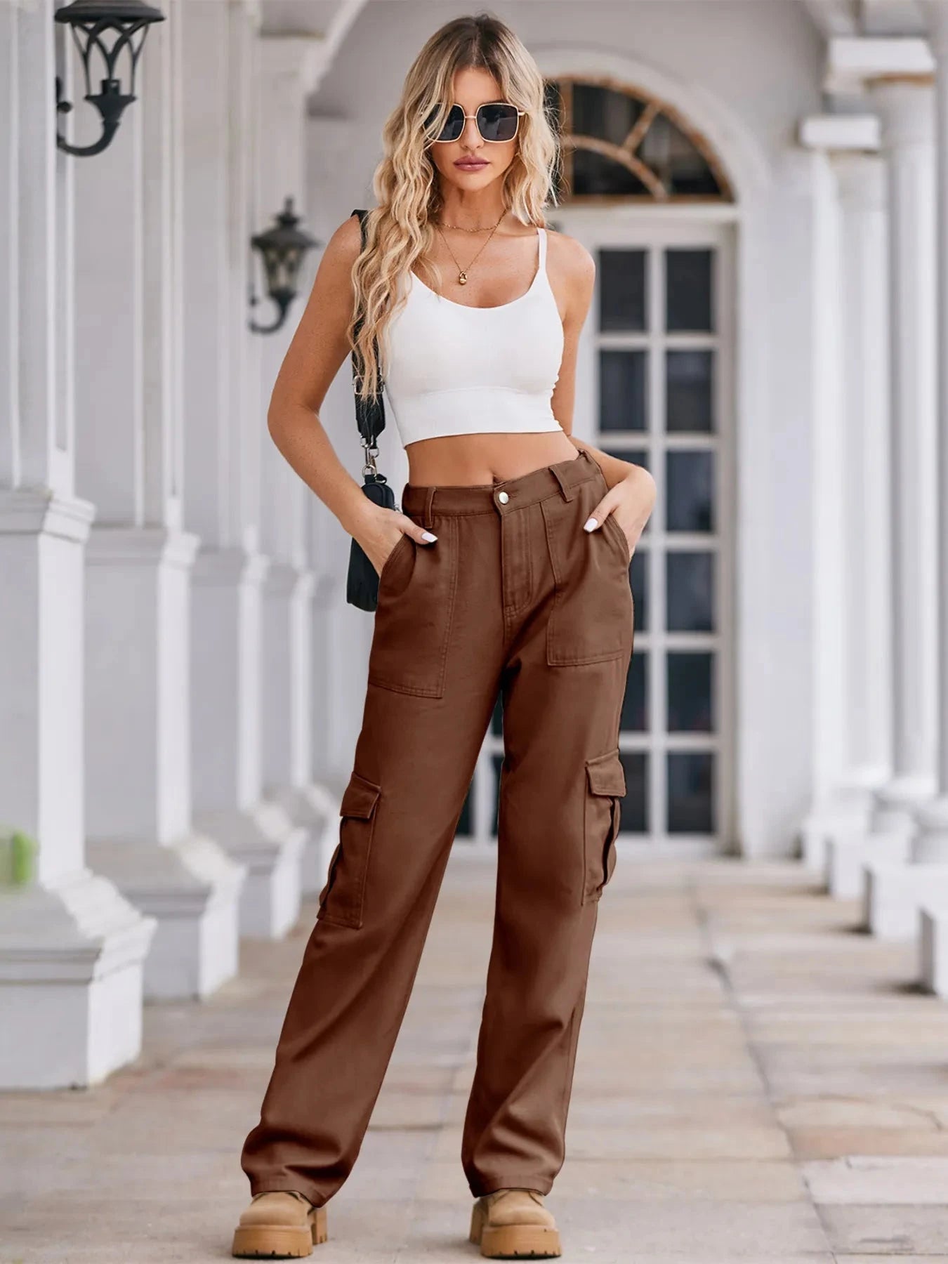 High-Waisted Cargo Jeans