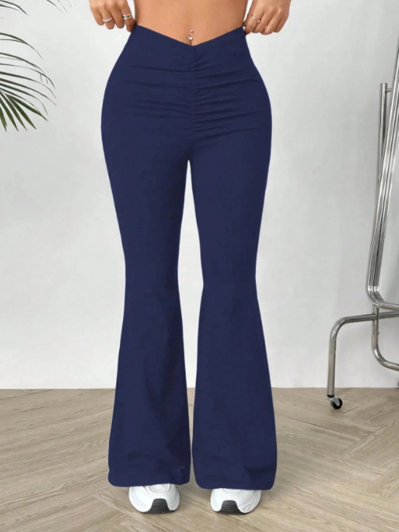 High Waisted Flare Pants Dark Blue / M