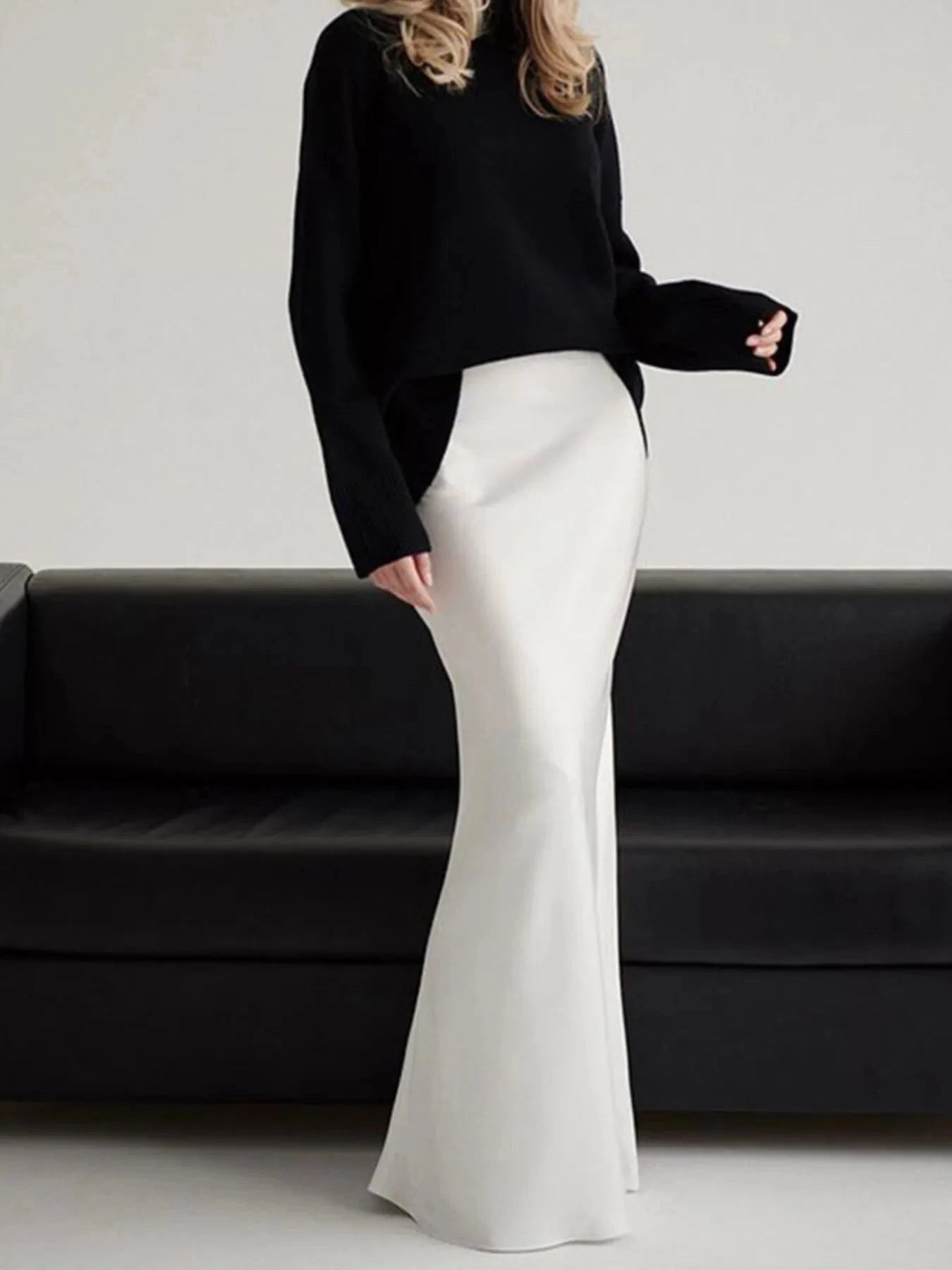 High-Waisted Maxi Skirt White / S