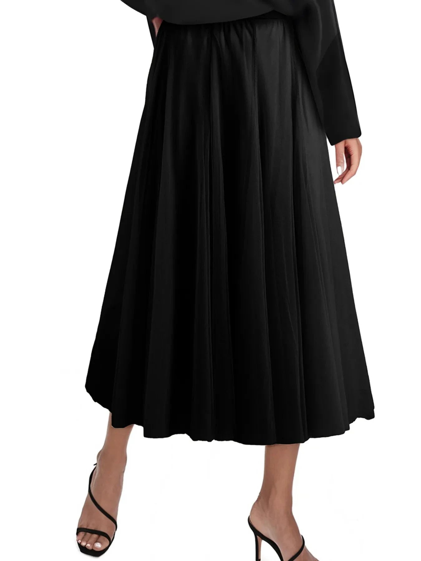 High-Waisted Midi Skirt Black / S