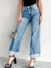 High-Waisted Wide Leg Jeans Light Blue / S
