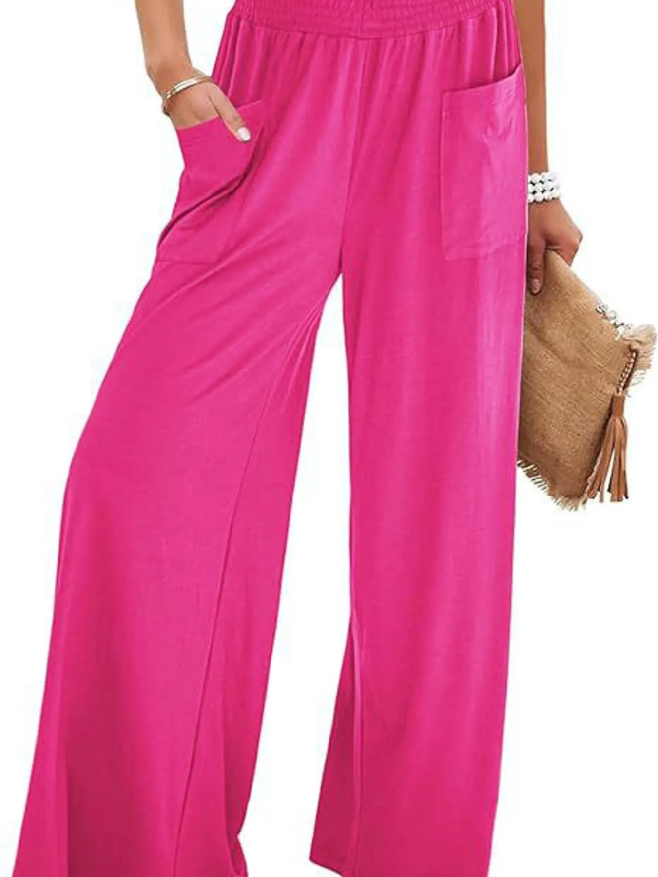 High-Waisted Wide Leg Pants with Pockets