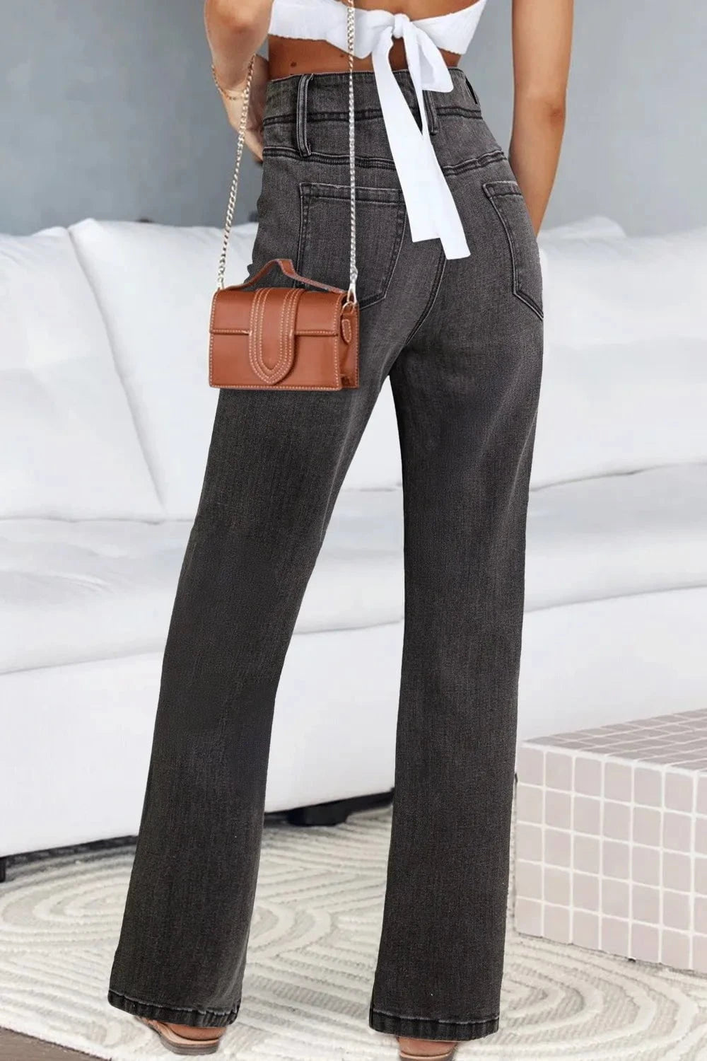 High-Waisted Wide-Leg Vintage Wash Jeans