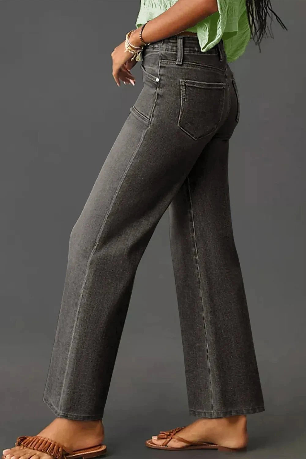 High-Waisted Wide-Leg Vintage Wash Jeans