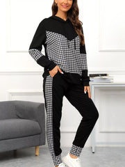 Houndstooth Drawstring Hoodie and Pants Se