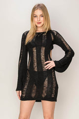HYFVE Backless Cover Up Mini Dress Black / S