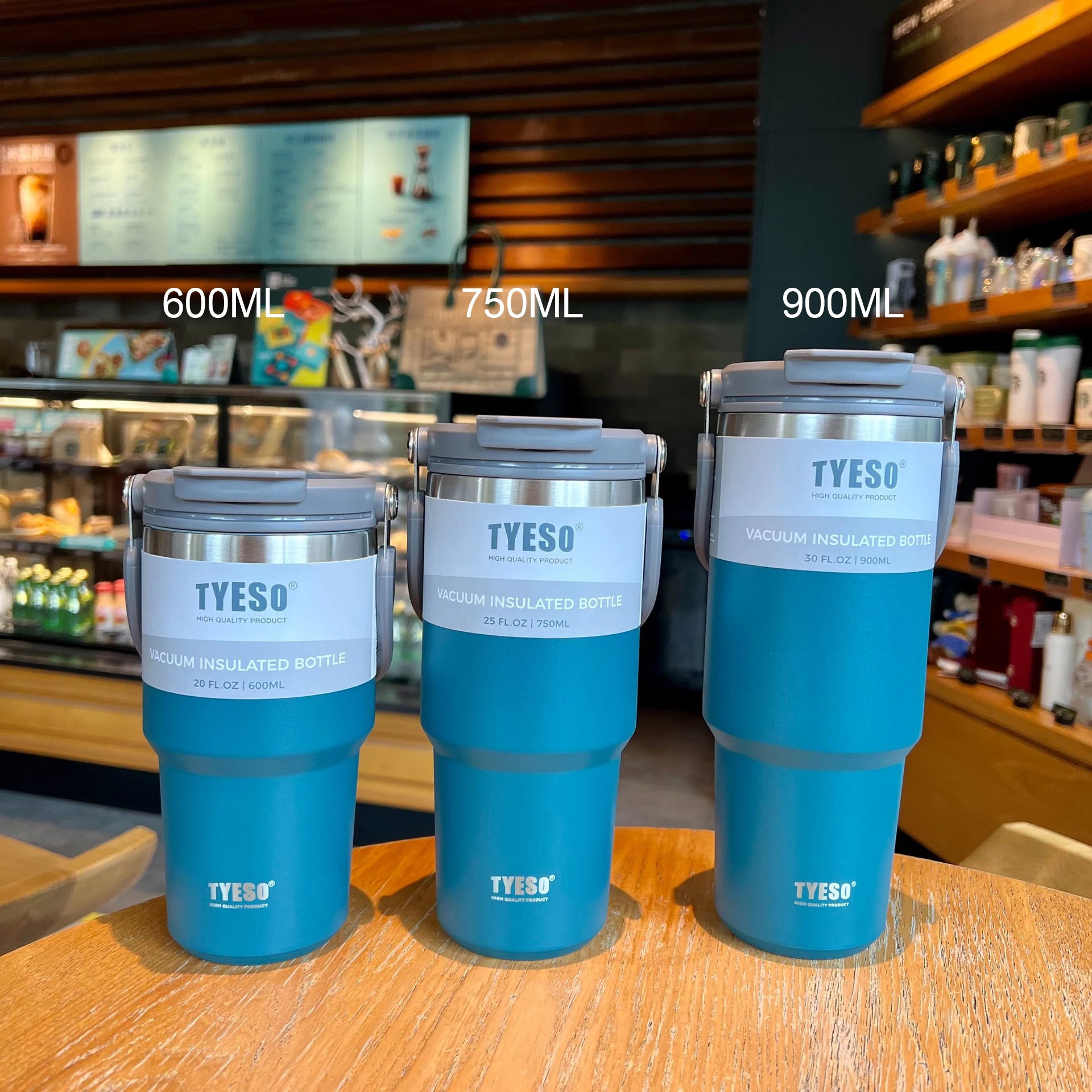 Insulated stainless steel thermos: travel mug for hot and cold drinks Blue-1pcs / 600ML
