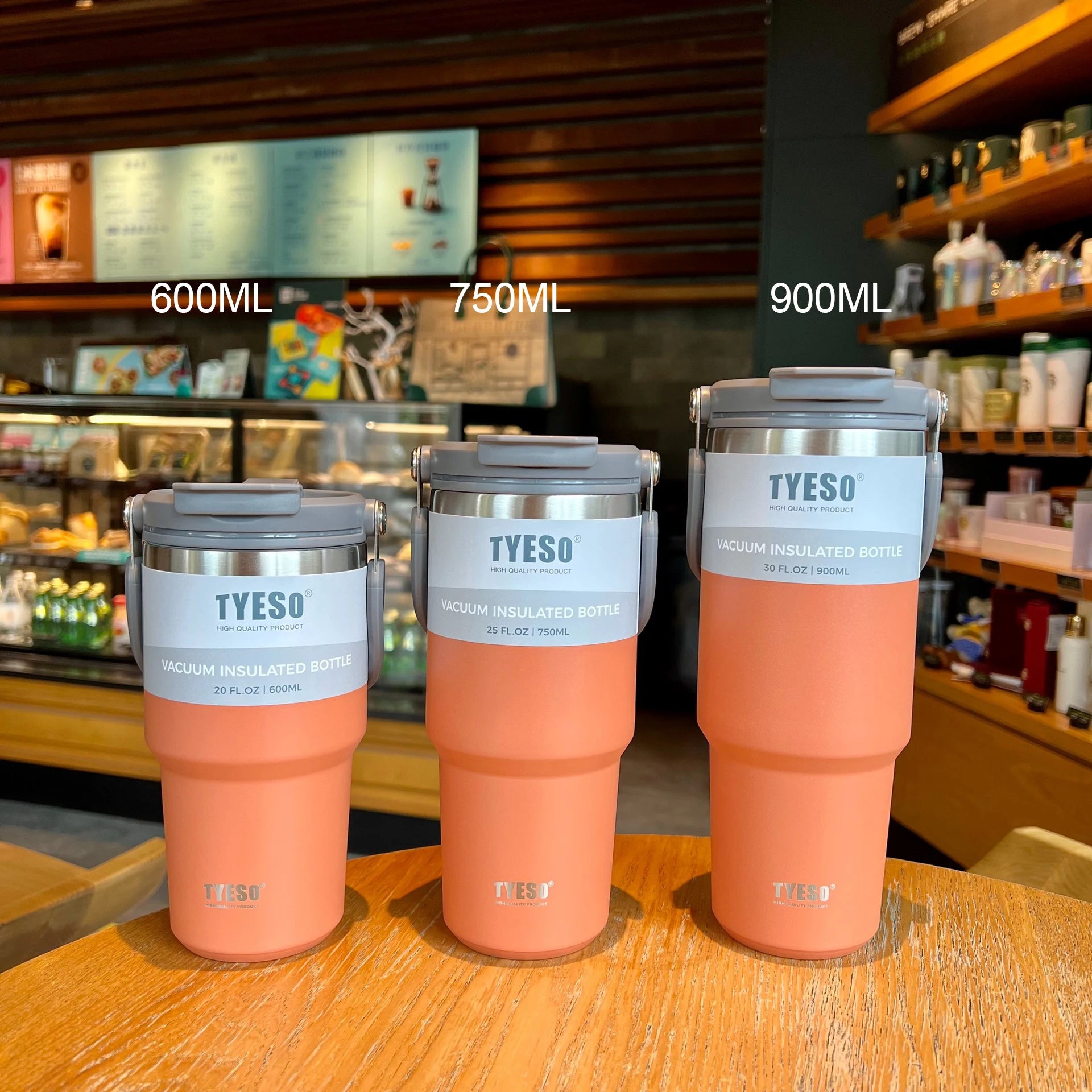 Insulated stainless steel thermos: travel mug for hot and cold drinks Orange-1pcs / 600ML