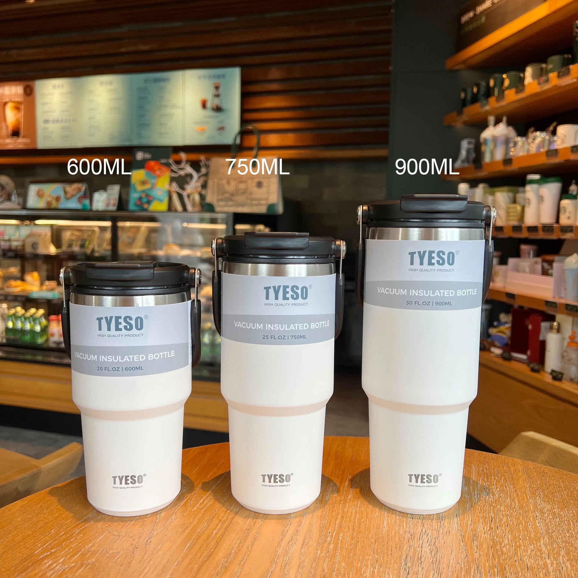 Insulated stainless steel thermos: travel mug for hot and cold drinks White-1pcs / 600ML
