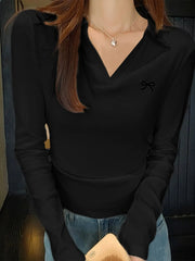 Johnny Collar Long Sleeve T-Shirt Black / S