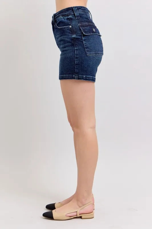 Judy Blue Full Size High Waist Back Flap Pocket Denim Shorts Plus Size