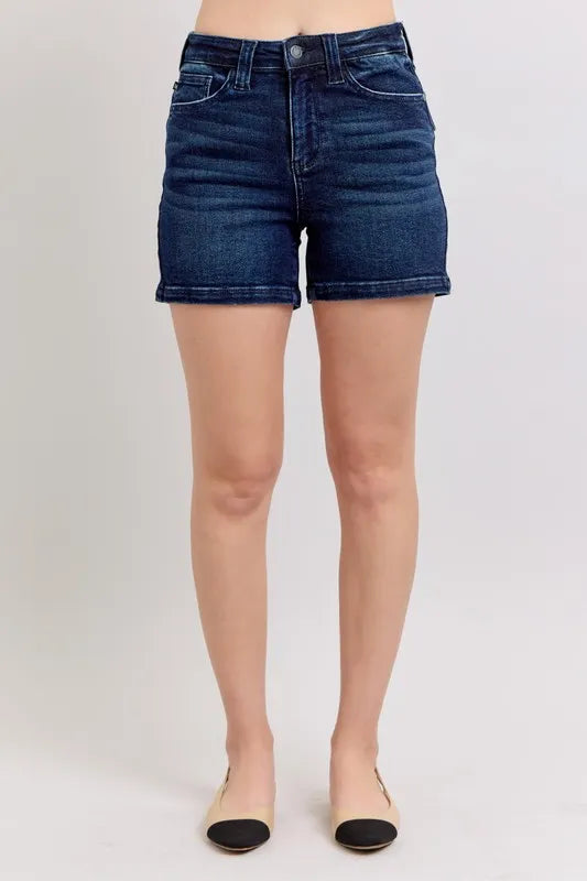 Judy Blue Full Size High Waist Back Flap Pocket Denim Shorts Plus Size