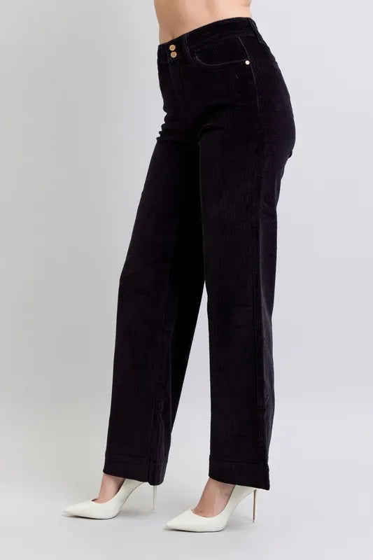 Judy Blue Full Size High Waist Corduroy Trouser Wide Plus Size