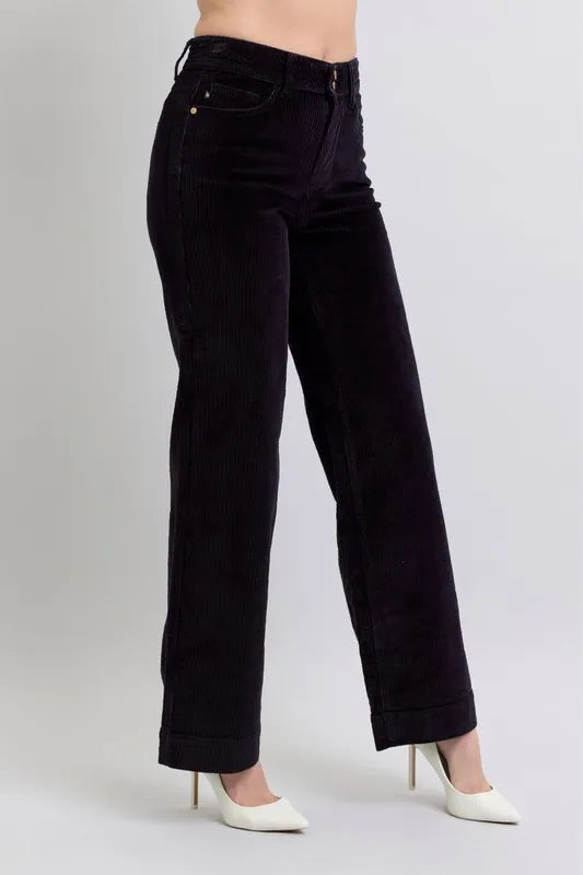 Judy Blue Full Size High Waist Corduroy Trouser Wide Plus Size