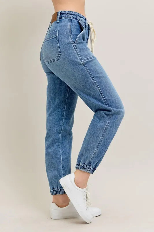 Judy Blue Full Size High Waist Denim Jogger Plus Size