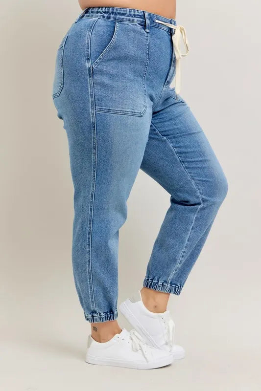 Judy Blue Full Size High Waist Denim Jogger Plus Size