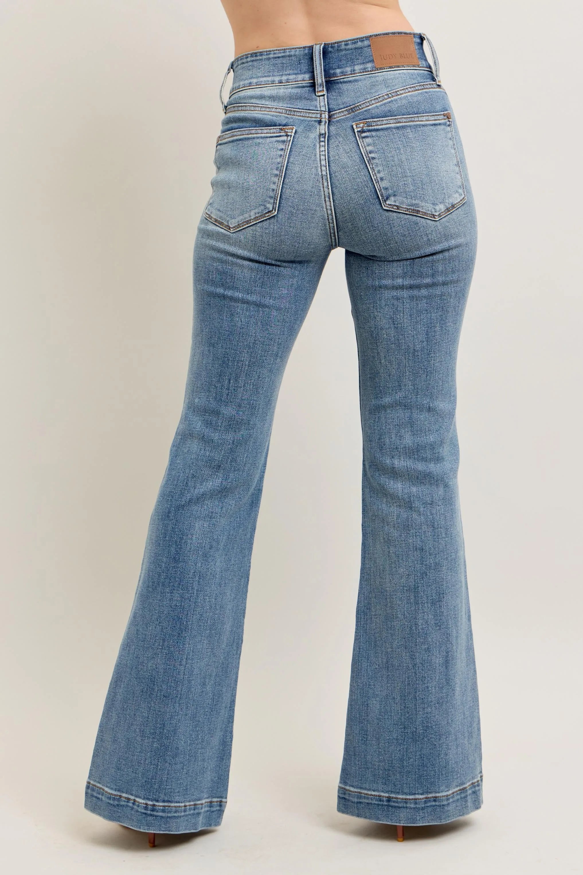 Judy Blue Full Size High-Waist Flare Denim Jeans with Front Seam Detail Plus Size