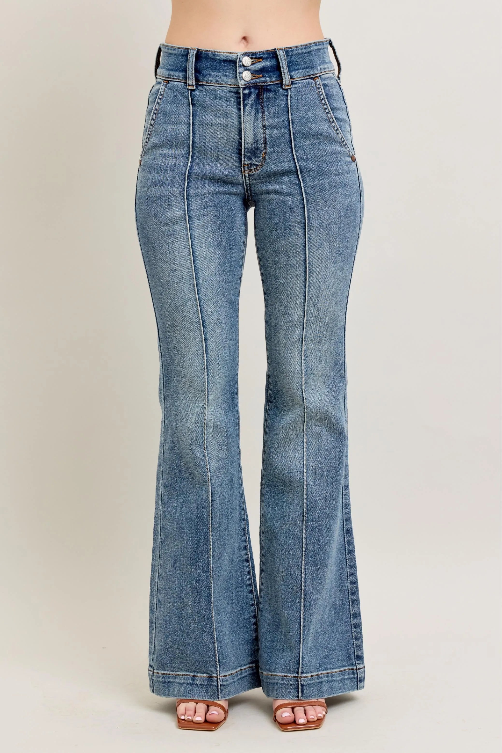 Judy Blue Full Size High-Waist Flare Denim Jeans with Front Seam Detail Plus Size