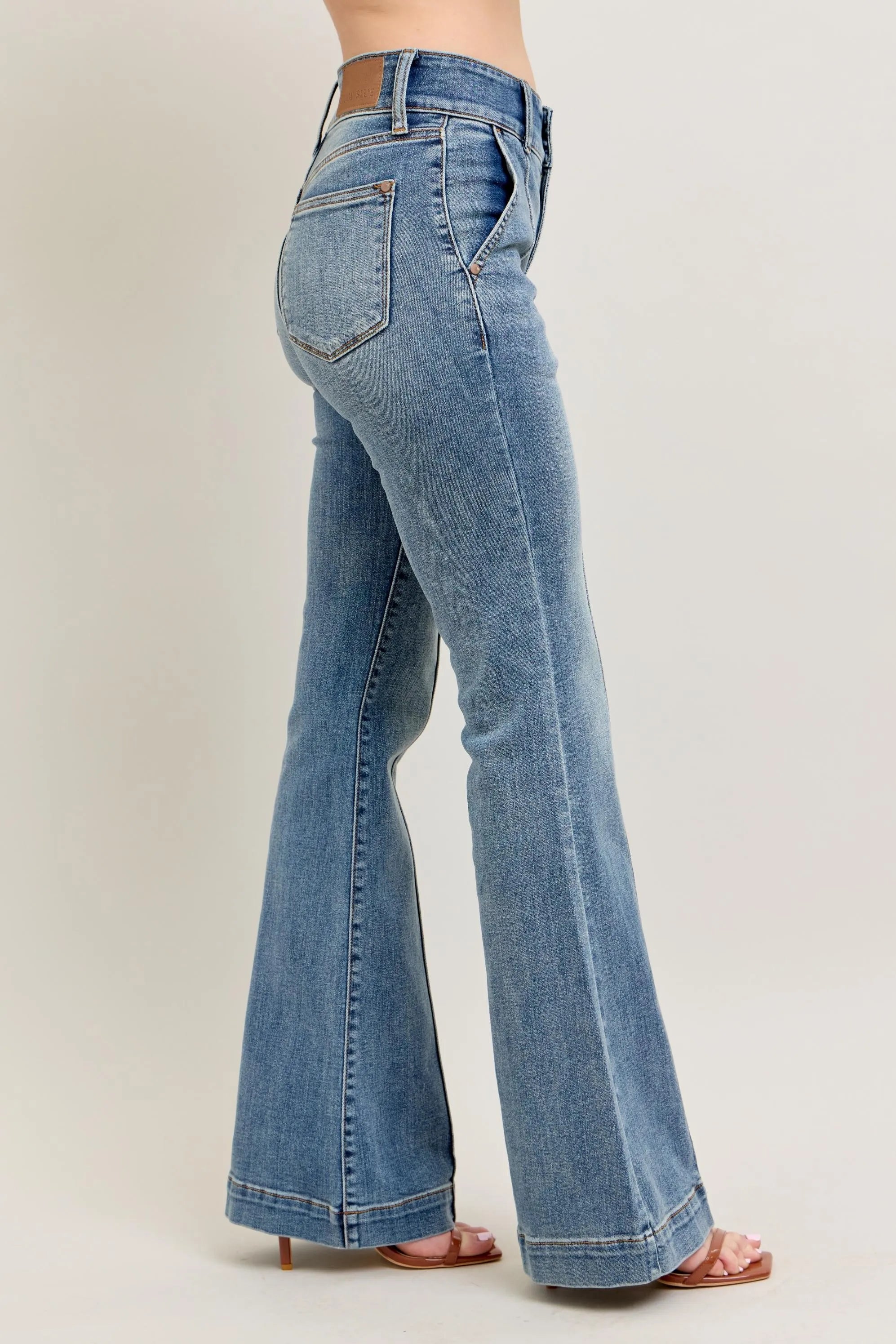 Judy Blue Full Size High-Waist Flare Denim Jeans with Front Seam Detail Plus Size