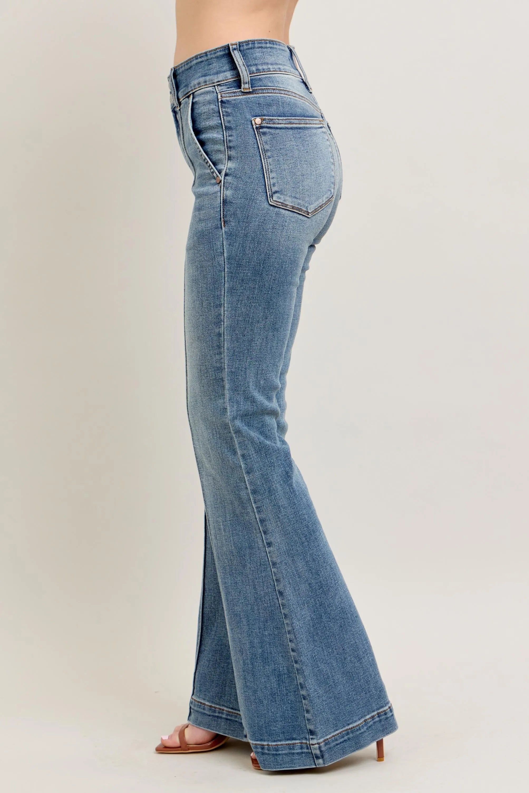 Judy Blue Full Size High-Waist Flare Denim Jeans with Front Seam Detail Plus Size