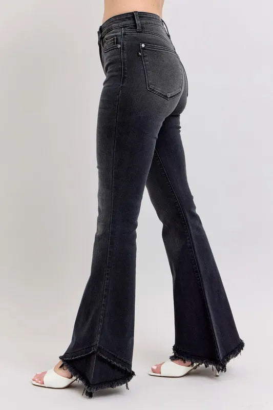 Judy Blue Full Size High Waist Flare W/ Mock Fray Tulip Hem Plus Size