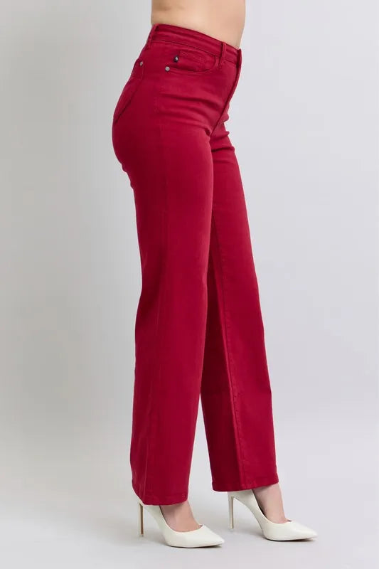 Judy Blue Full Size High Waist Heart Shaped Back Pockets 90's Straight Jeans Plus Size