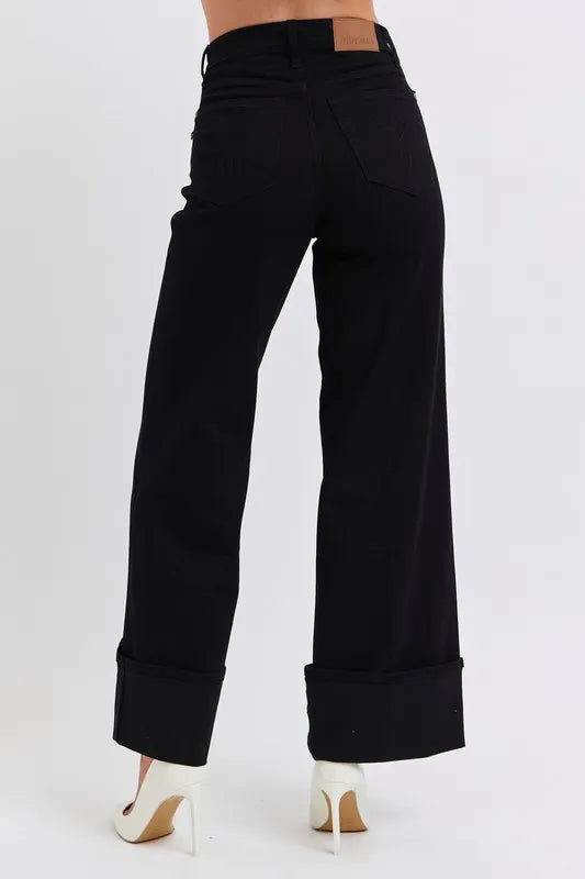 Judy Blue Full Size High Waist Reto Wide Leg W/ Cuff Plus Size